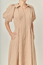 Load image into Gallery viewer, Puffer Midi Shirt Dress - Beige (Style #SS398D)