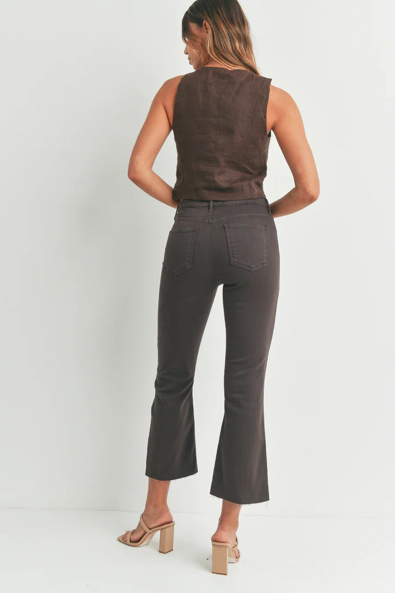 ♤♥WIDE FLARE CROPPED PANTS – Black Gravity