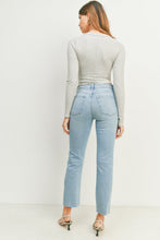 Load image into Gallery viewer, Luna Cut Off Cropped Straight Jeans - Dark Emerald (DP524) - White - Light Denim