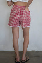 Load image into Gallery viewer, Lacey Gingham w/ Lace Trim & back pocket - Red Check