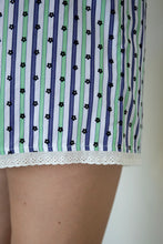 Load image into Gallery viewer, Harper Stripe w/ Lace Trim & back pocket - Blue / Green stripe