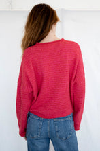 Load image into Gallery viewer, Piper Cardigan - Mini Stripe Brown - Mini Stripe Cherry Red