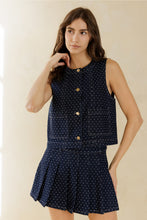 Load image into Gallery viewer, Denim Dot Skirt Set - Navy/White