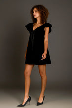 Load image into Gallery viewer, Velvet Satin Bow Mini Dress - Black