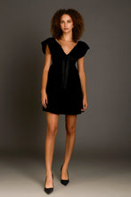 Load image into Gallery viewer, Velvet Satin Bow Mini Dress - Black