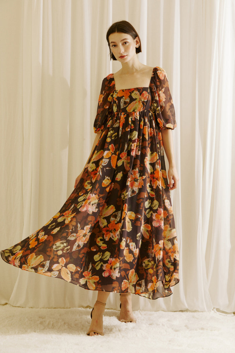 Warm Floral Maxi Dress