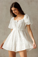 Load image into Gallery viewer, Floral Eyelet Romper - White (JR8085)