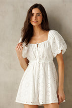 Load image into Gallery viewer, Floral Eyelet Romper - White (JR8085)