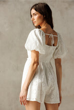 Load image into Gallery viewer, Floral Eyelet Romper - White (JR8085)