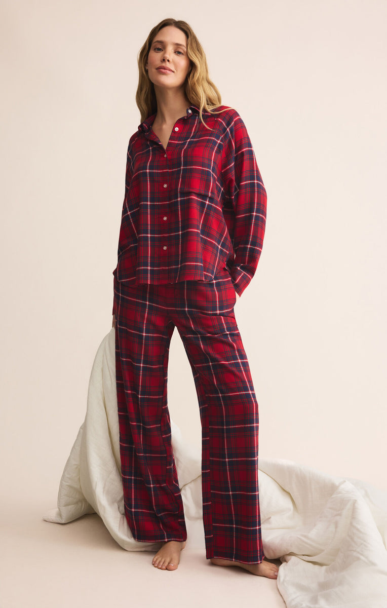 Z SUPPLY-RIVER PLAID BUTTON UP IN HAUTE RED