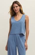 Load image into Gallery viewer, Sloane Jersey V-Neck Denim Tank - Santorini Indigo