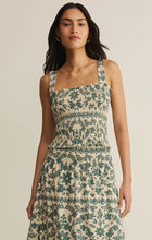 Load image into Gallery viewer, Leya Tera Paisley Smocked Top - Everglade