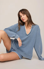Load image into Gallery viewer, Cam Knit Denim Whipstitch Top - Santorini Indigo