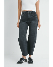Load image into Gallery viewer, Seamed Barrel Jeans - Light Denim - Washed Black