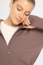 Load image into Gallery viewer, Jacquard Ribbed Hooded Jacket w/ Thumbholes - Deep Taupe