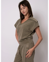 Load image into Gallery viewer, Kate French Terry Sleeveless Top - Smokey Olive (Style: 57FD025SO)