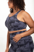 Load image into Gallery viewer, Curvy Tie Dye Zip Up Sports Bra - Dark Grey / Black