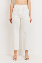 Load image into Gallery viewer, High Waisted Wide Leg Ankle Length Cargo Pockets Off-White