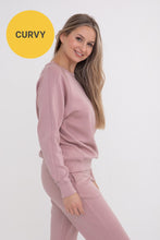 Load image into Gallery viewer, Curvy Elevated Crew Neck Pullover - Rose