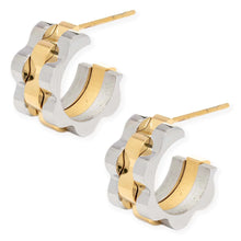 Load image into Gallery viewer, Rolly Two Tone Baby Hoop Earrings