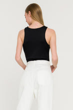 Load image into Gallery viewer, Solid Knit Scoop Neck Bodysuit Black Back View
