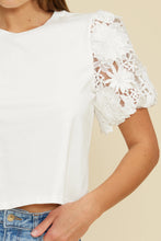 Load image into Gallery viewer, Avi Lace Sleeve Top - White
