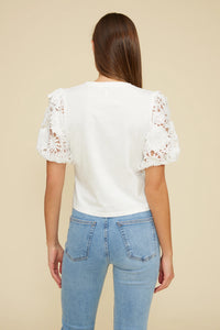 Avi Lace Sleeve Top - White
