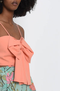 Bow Front Crop Cami - Coral