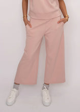 Load image into Gallery viewer, Victoria Modal Scuba Cropped Pant - Border Blue - Shell Pink - Stone (Style: 39T021S3)
