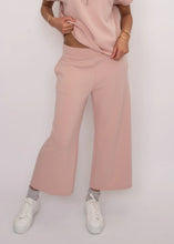 Load image into Gallery viewer, Victoria Modal Scuba Cropped Pant - Border Blue - Shell Pink - Stone (Style: 39T021S3)
