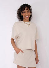 Load image into Gallery viewer, Tess Modal Scuba S/S Crewneck Top - Shell Pink - Border Blue - Stone (55T005S7)
