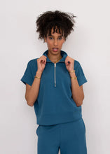 Load image into Gallery viewer, Dua Soft Knit Zip Pullover - Border Blue - Shell Pink - Stone - Style 57T591S)

