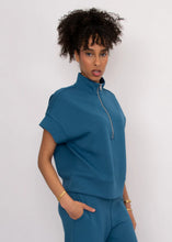 Load image into Gallery viewer, Dua Soft Knit Zip Pullover - Border Blue - Shell Pink - Stone - Style 57T591S)
