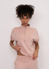 Load image into Gallery viewer, Dua Soft Knit Zip Pullover - Border Blue - Shell Pink - Stone - Style 57T591S)

