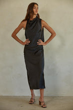 Load image into Gallery viewer, 5th Ave Satin Midi Dress - Black
