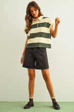 Load image into Gallery viewer, Wide Striped Sleeveless Polo - Green/Cream (T6191)
