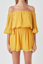 Load image into Gallery viewer, Ruffled Sleeve Romper - Honey Yellow (Style: 80135D7SR)
