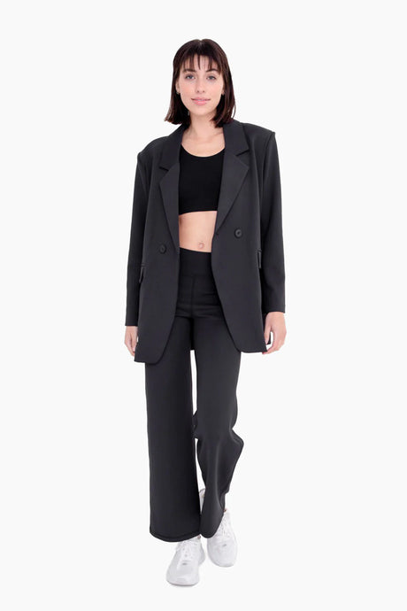 Oversized Jacquard Stripe Blazer - Black