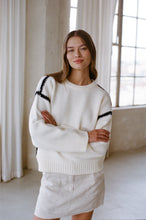 Load image into Gallery viewer, Marion Whipstitch Sweater - Cream w/ Black Contrast Stitching (Style PS1075)

