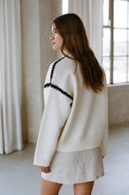 Load image into Gallery viewer, Marion Whipstitch Sweater - Cream w/ Black Contrast Stitching (Style PS1075)
