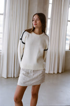 Load image into Gallery viewer, Marion Whipstitch Sweater - Cream w/ Black Contrast Stitching (Style PS1075)
