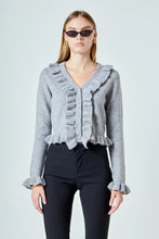 Load image into Gallery viewer, Ruffled V-Neck Knit Cardigan - Grey (Style: AY1297J)
