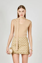 Load image into Gallery viewer, Polka Dot Ruffle Mini Skirt - Tan/White (Style:AY1329K)
