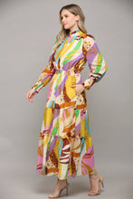 Load image into Gallery viewer, Abstract Print Maxi Dress - Lilac / Gold / Red Multi
