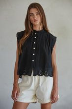 Load image into Gallery viewer, Adva Eyelet Top - White - Black (Style L8162)
