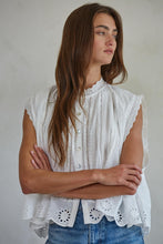 Load image into Gallery viewer, Adva Eyelet Top - White - Black (Style L8162)
