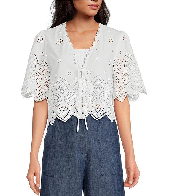 Loray Eyelet Top - White