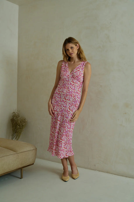 Amina Floral Dress - Pink Multi