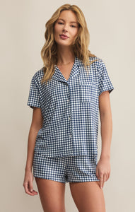 Maddie Gingham Shorts - Iced Coffee or Yacht Blue