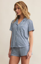 Load image into Gallery viewer, Amy Gingham Shirt - Iced Coffee - Yacht Blue

